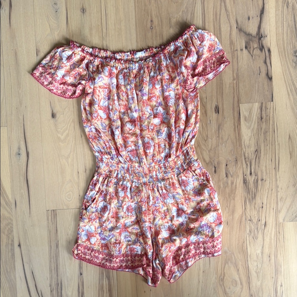 Poupette St Barth Medium Floral Off-Shoulder Romper